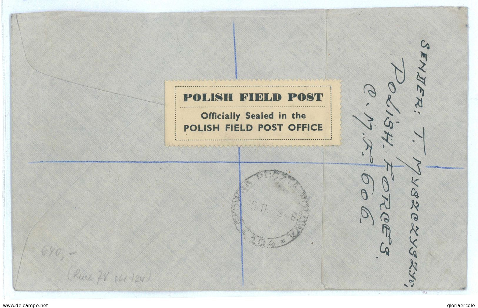 P2510 - ITALIA CORPO POLACCO  MIXED WITH GB STAMP. POSTA POLOWA 129 CANCELLATION ON REGISTERED LETTER TO SCOTLAND - 1946-47 Zeitraum Corpo Polacco