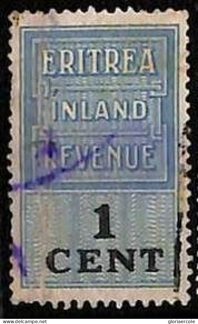 ZA0181f1   - British ERITREA  - STAMPS - FISCAL STAMP  Revenue - USED - Erythrée