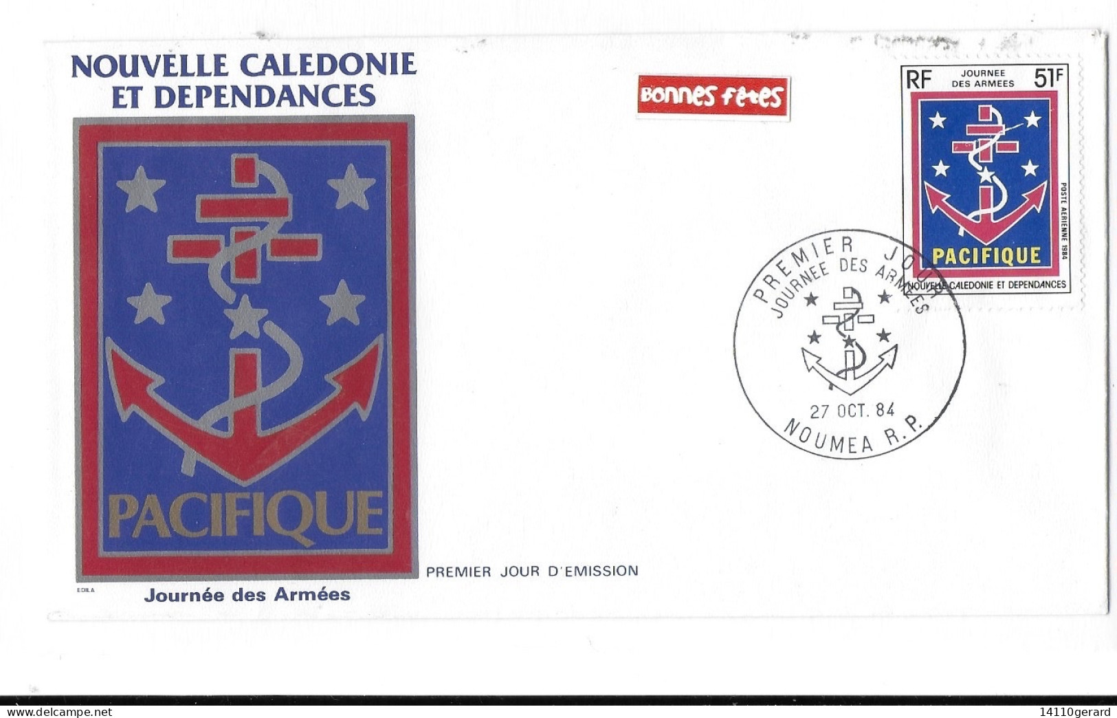 NOUVELLE -CALÉDONIE ET DÉPENDANCES  JOURNÉE DES ARMÉES 27 Oct 1984 - Covers & Documents