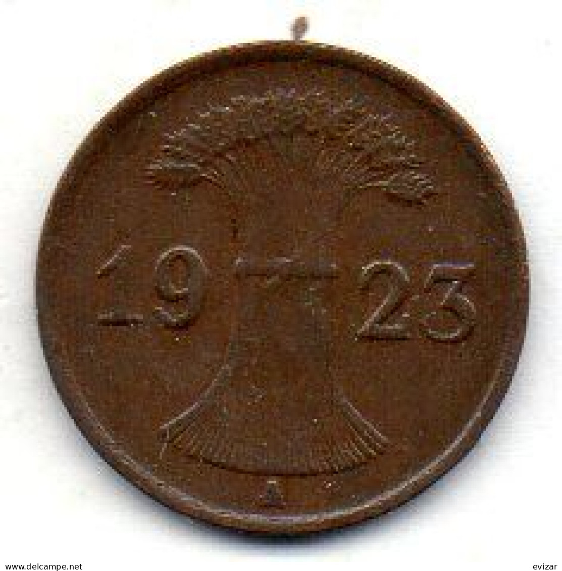 GERMANY - WEIMAR REPUBLIC, 1 Renten Pfennig, Bronze, Year 1923-A, KM # 30 - 1 Renten- & 1 Reichspfennig