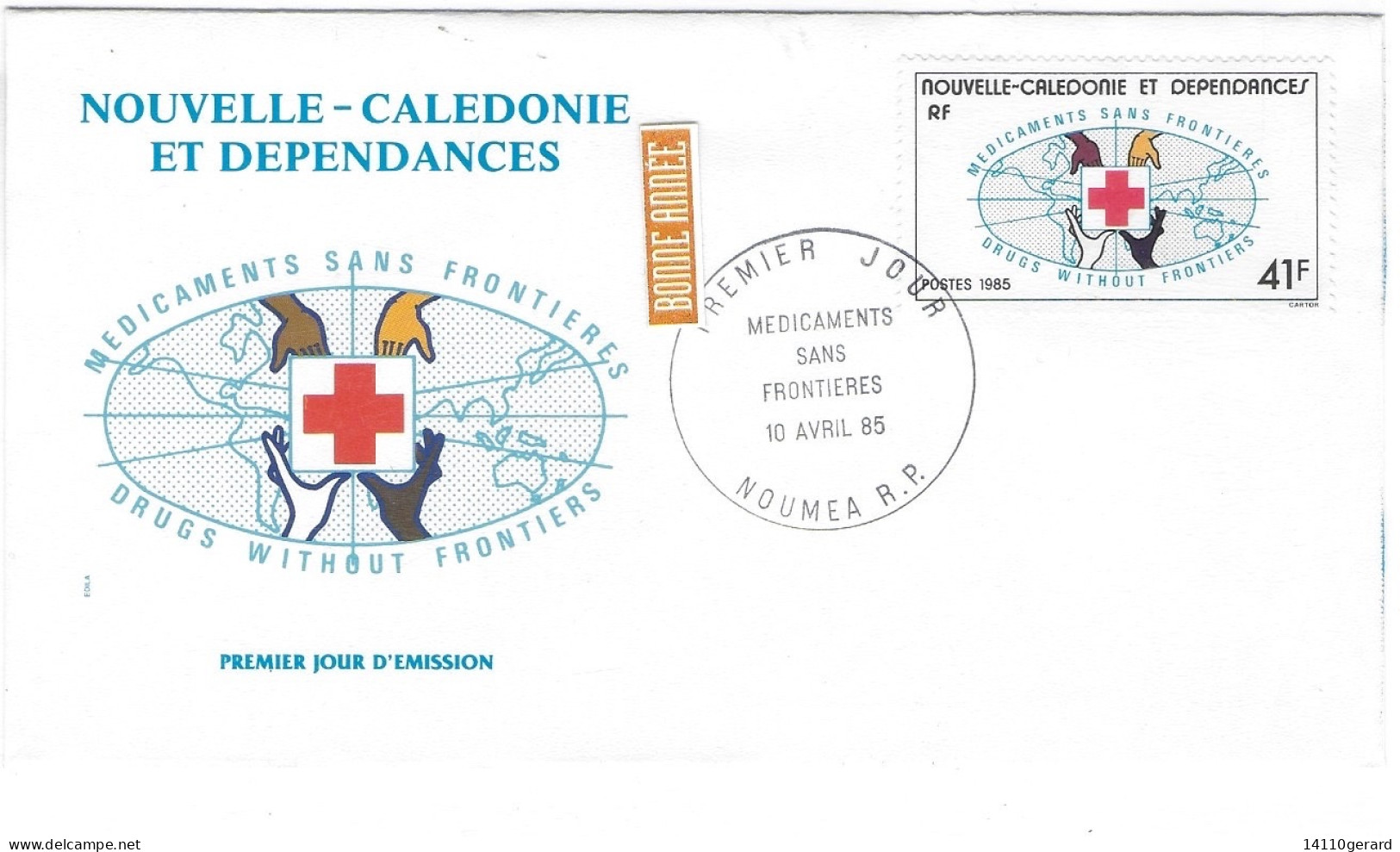 NOUVELLE -CALÉDONIE ET DÉPENDANCES  Médicaments Sans Frontières 10 Avril 1985 - Storia Postale