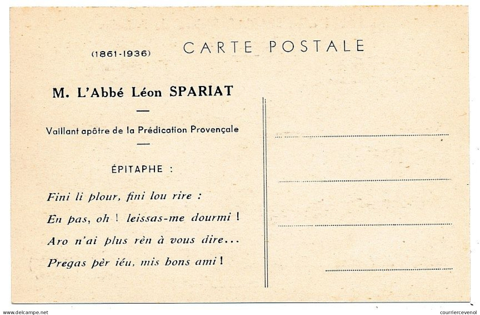 3 CPA - Abbé Léon SPARIAT, Majoral du Félibrige - Correspondance Autographe sur CP Frédéric Mistral Délégation Marseille