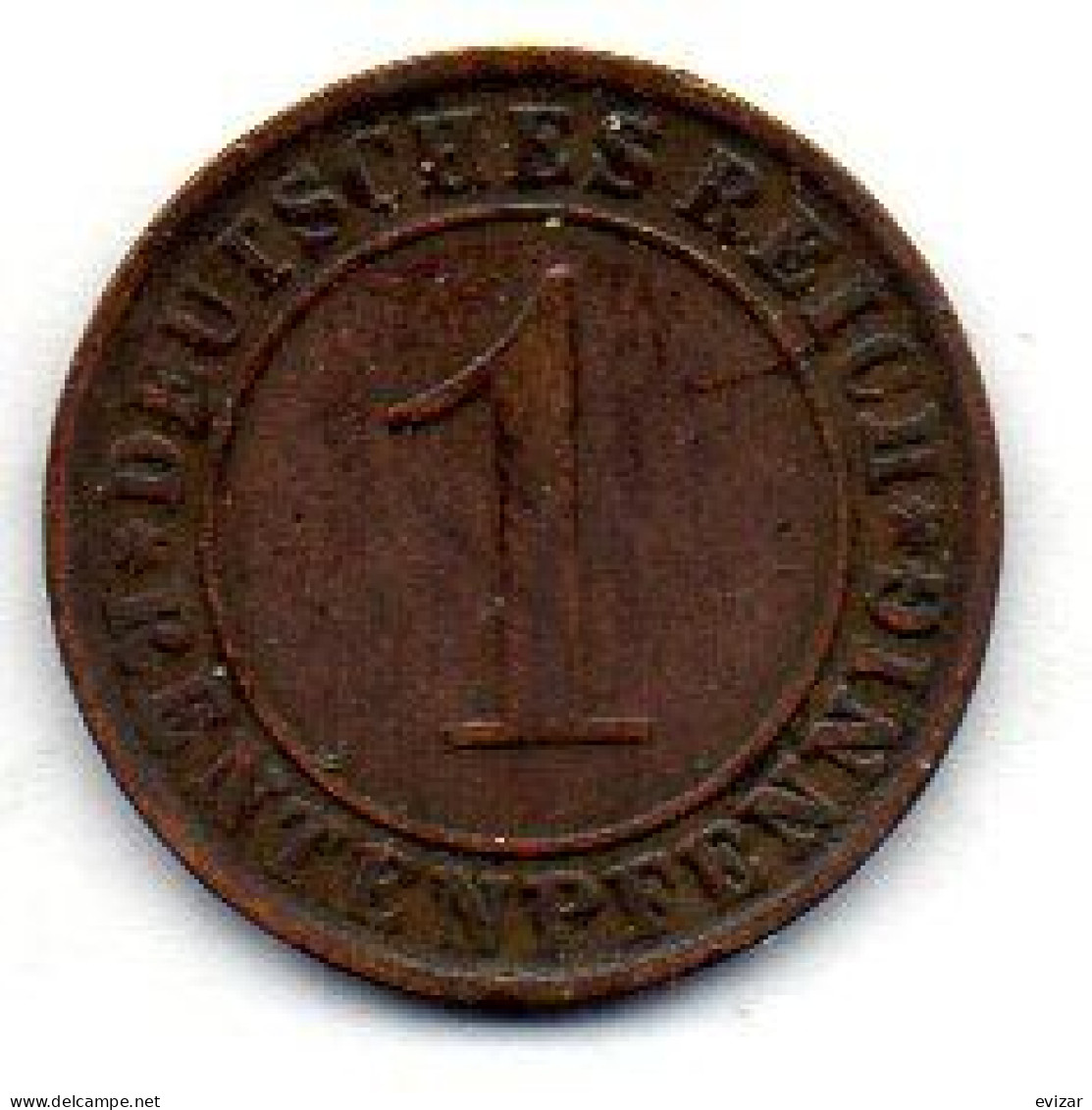 GERMANY - WEIMAR REPUBLIC, 1 Renten Pfennig, Bronze, Year 1923-E, KM # 30 - 1 Renten- & 1 Reichspfennig