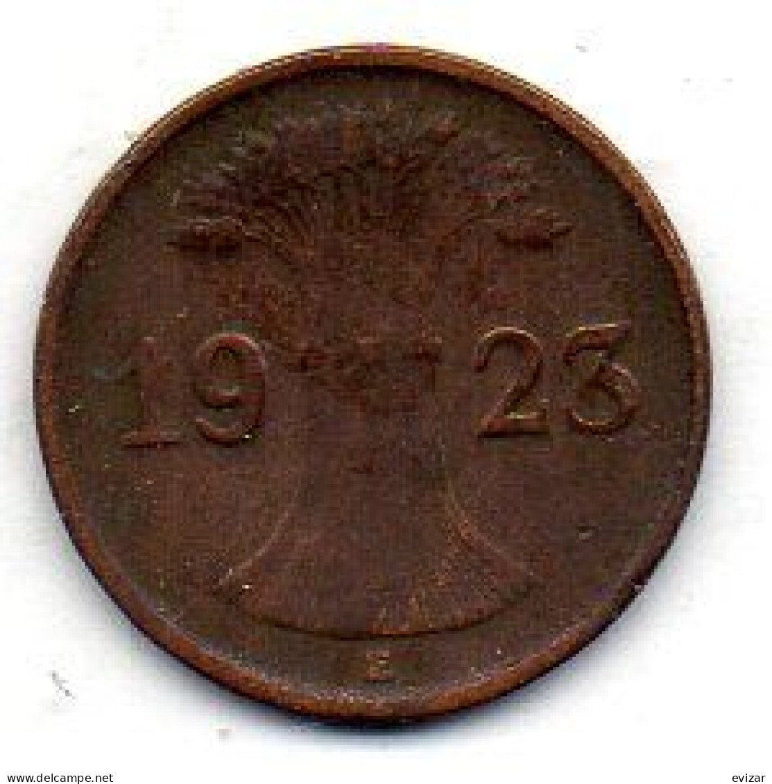 GERMANY - WEIMAR REPUBLIC, 1 Renten Pfennig, Bronze, Year 1923-E, KM # 30 - 1 Renten- & 1 Reichspfennig