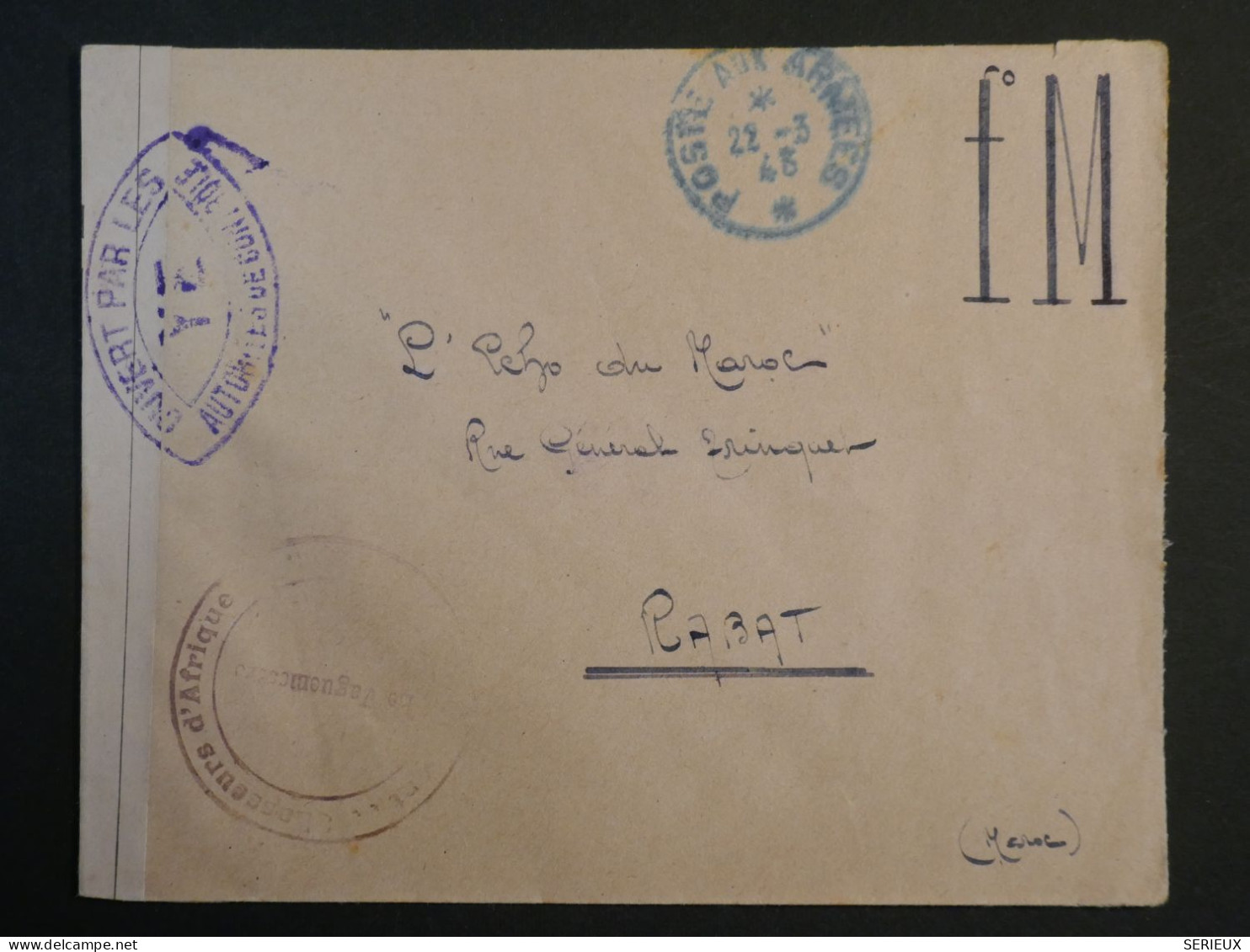 S31  MAROC BELLE  LETTRE FM  CENSUREE 1943  RABAT + +AFF. INTERESSANT+ + - Brieven En Documenten