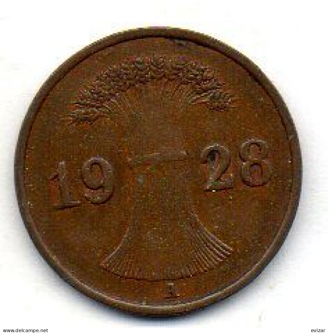 GERMANY - WEIMAR REPUBLIC, 1 Reichs Pfennig, Bronze, Year 1928-A, KM # 37 - 1 Rentenpfennig & 1 Reichspfennig