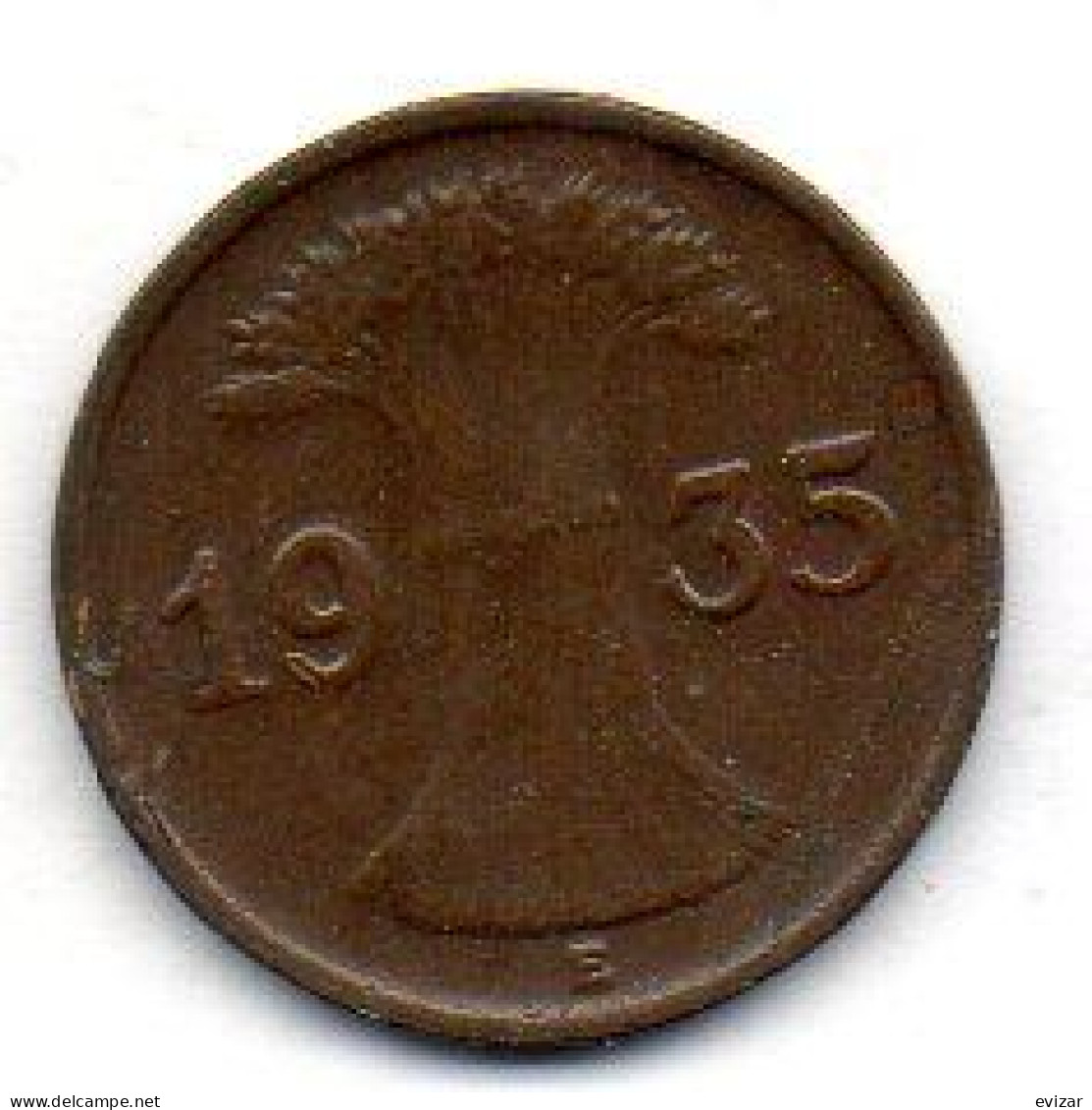 GERMANY - WEIMAR REPUBLIC, 1 Reichs Pfennig, Bronze, Year 1935-E, KM # 37 - 1 Renten- & 1 Reichspfennig