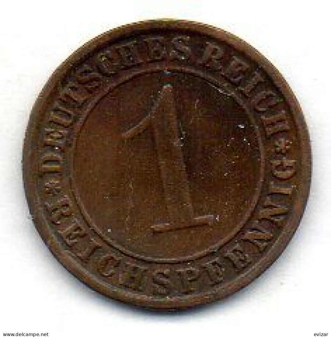 GERMANY - WEIMAR REPUBLIC, 1 Reichs Pfennig, Bronze, Year 1930-F, KM # 37 - 1 Renten- & 1 Reichspfennig