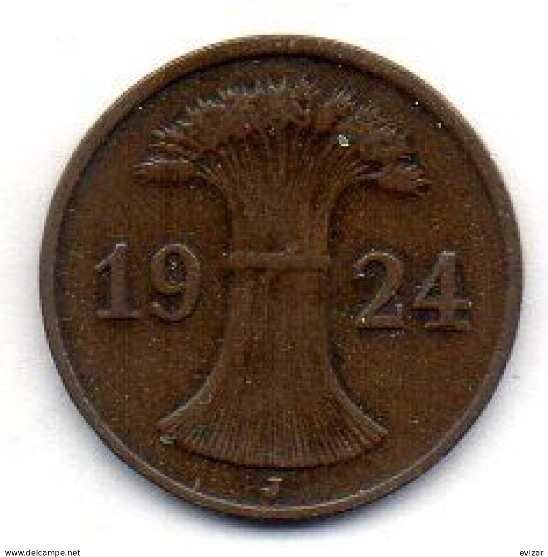 GERMANY - WEIMAR REPUBLIC, 1 Reichs Pfennig, Bronze, Year 1924-J, KM # 37 - 1 Rentenpfennig & 1 Reichspfennig