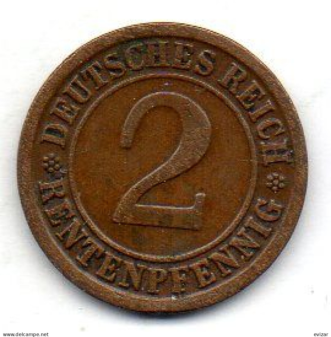GERMANY - WEIMAR REPUBLIC, 2 Renten Pfennig, Bronze, Year 1923-A, KM # 31 - 2 Renten- & 2 Reichspfennig