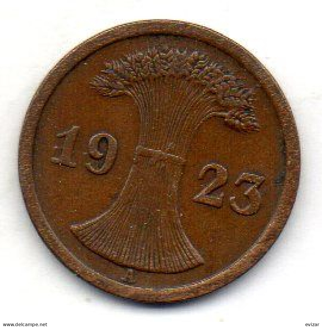GERMANY - WEIMAR REPUBLIC, 2 Renten Pfennig, Bronze, Year 1923-A, KM # 31 - 2 Renten- & 2 Reichspfennig
