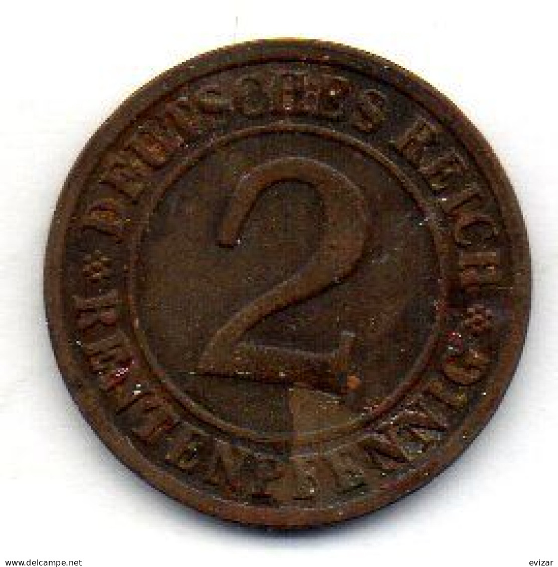 GERMANY - WEIMAR REPUBLIC, 2 Renten Pfennig, Bronze, Year 1923-D, KM # 31 - 2 Renten- & 2 Reichspfennig