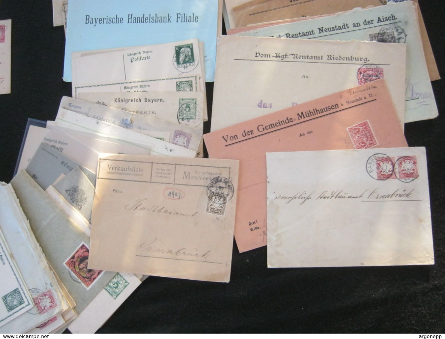 BAYERN , 94 Belege , Dabei Ganzsachen , Doppelkarten , Dienstpost - Cartes Postales Privées - Oblitérées