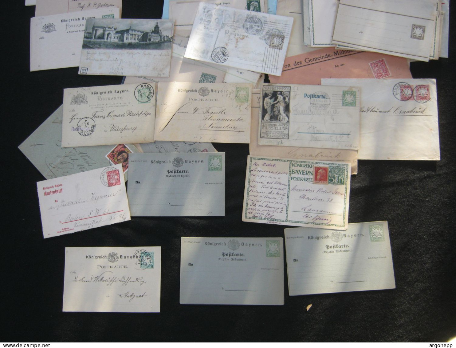 BAYERN , 94 Belege , Dabei Ganzsachen , Doppelkarten , Dienstpost - Cartes Postales Privées - Oblitérées