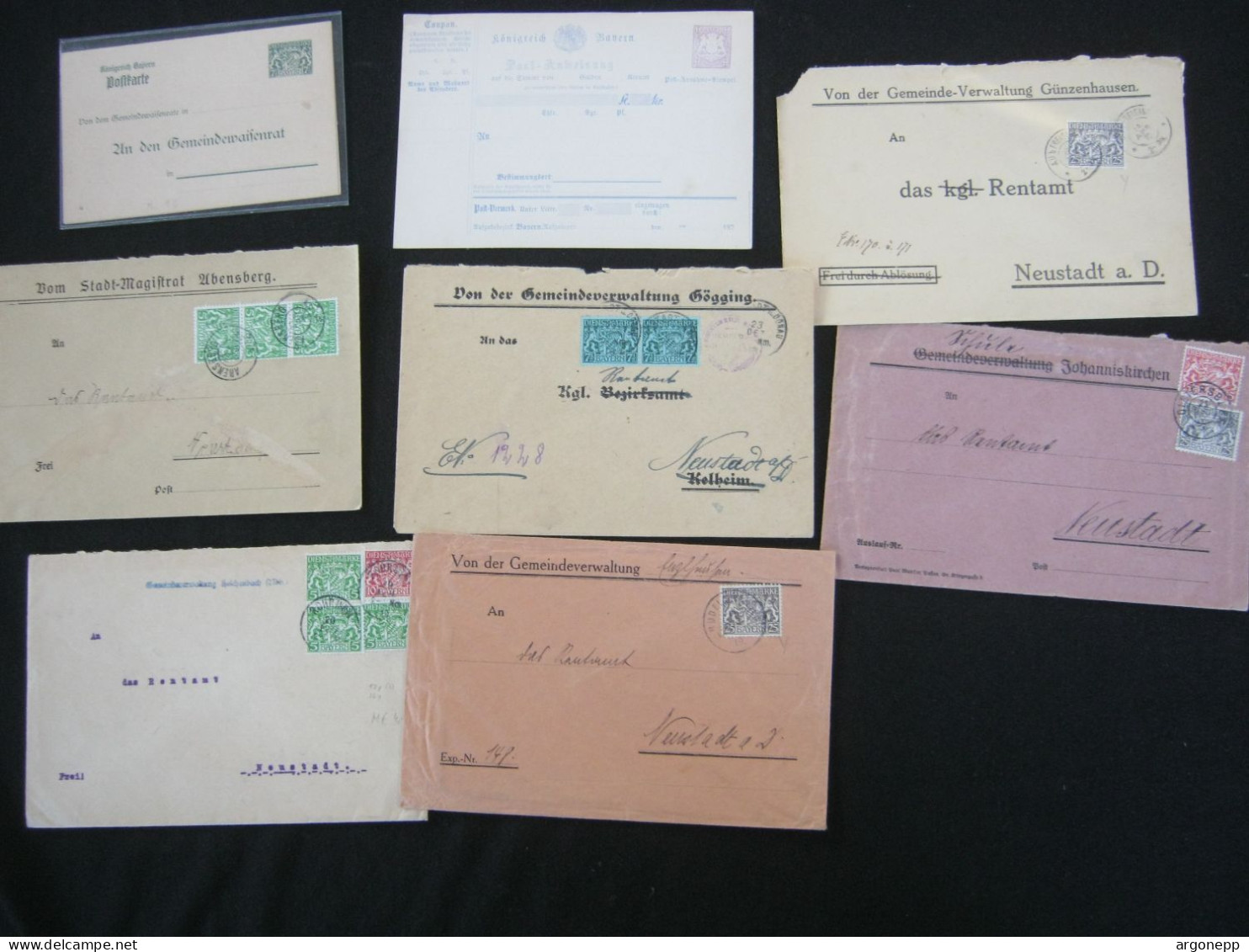 BAYERN , 94 Belege , Dabei Ganzsachen , Doppelkarten , Dienstpost - Cartes Postales Privées - Oblitérées