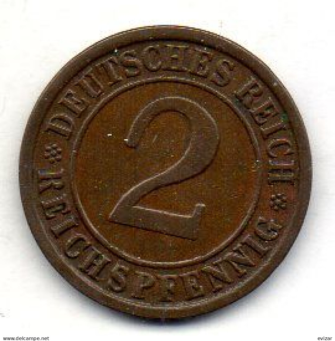 GERMANY - WEIMAR REPUBLIC, 2 Reichs Pfennig, Bronze, Year 1936-A, KM # 38 - 2 Renten- & 2 Reichspfennig