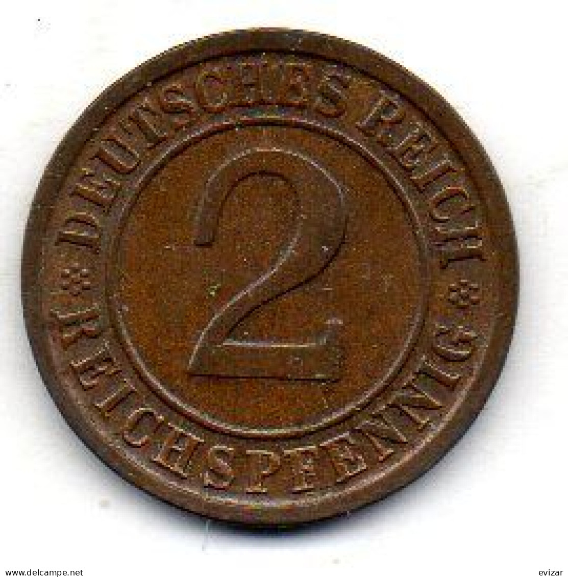 GERMANY - WEIMAR REPUBLIC, 2 Reichs Pfennig, Bronze, Year 1936-D, KM # 38 - 2 Rentenpfennig & 2 Reichspfennig