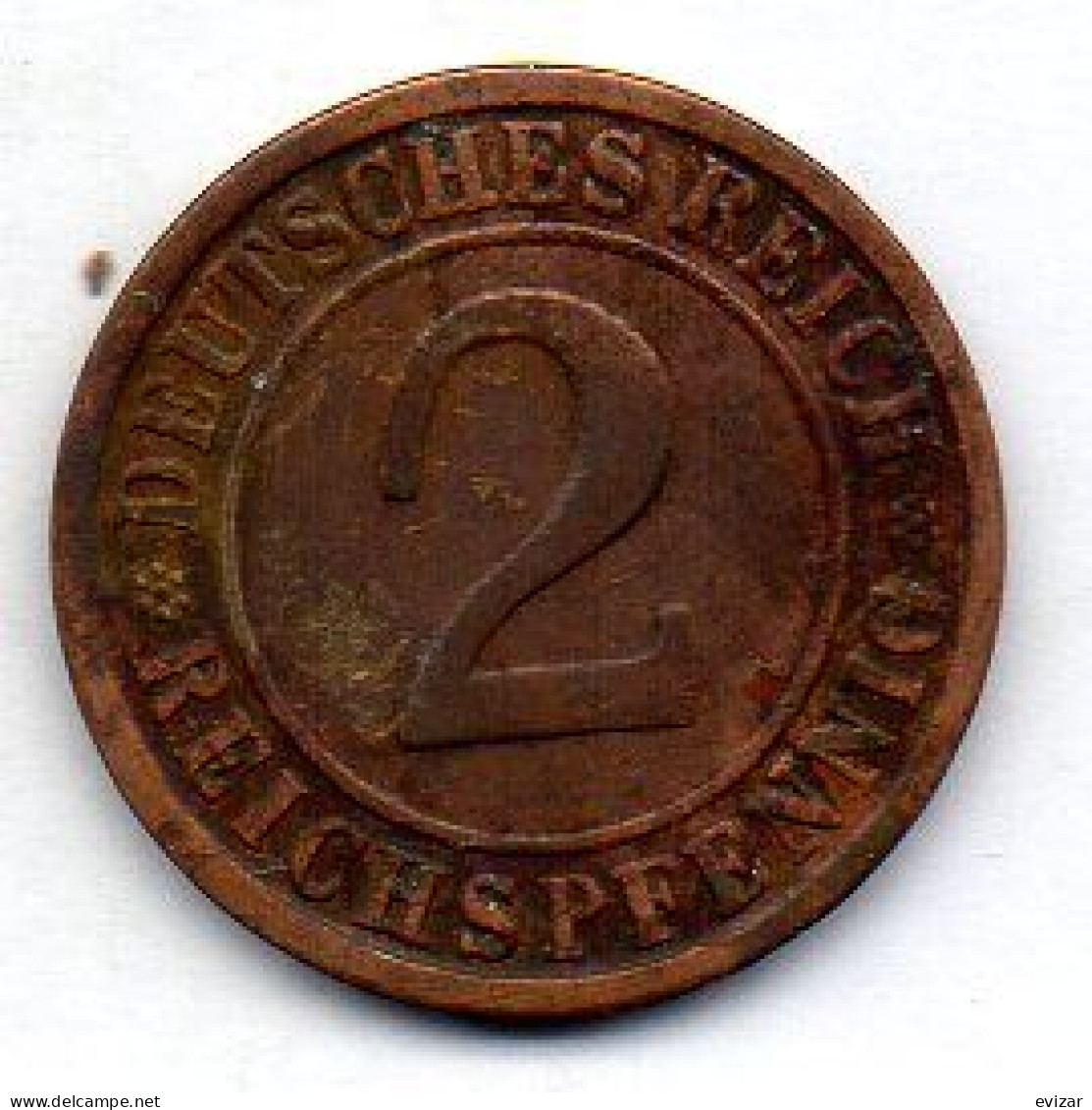 GERMANY - WEIMAR REPUBLIC, 2 Reichs Pfennig, Bronze, Year 1924-E, KM # 38 - 2 Renten- & 2 Reichspfennig