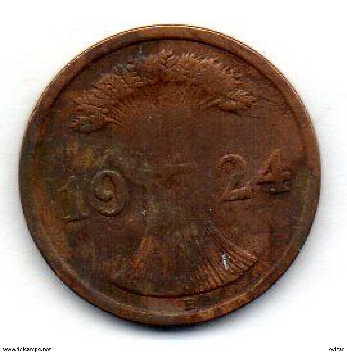 GERMANY - WEIMAR REPUBLIC, 2 Reichs Pfennig, Bronze, Year 1924-E, KM # 38 - 2 Renten- & 2 Reichspfennig