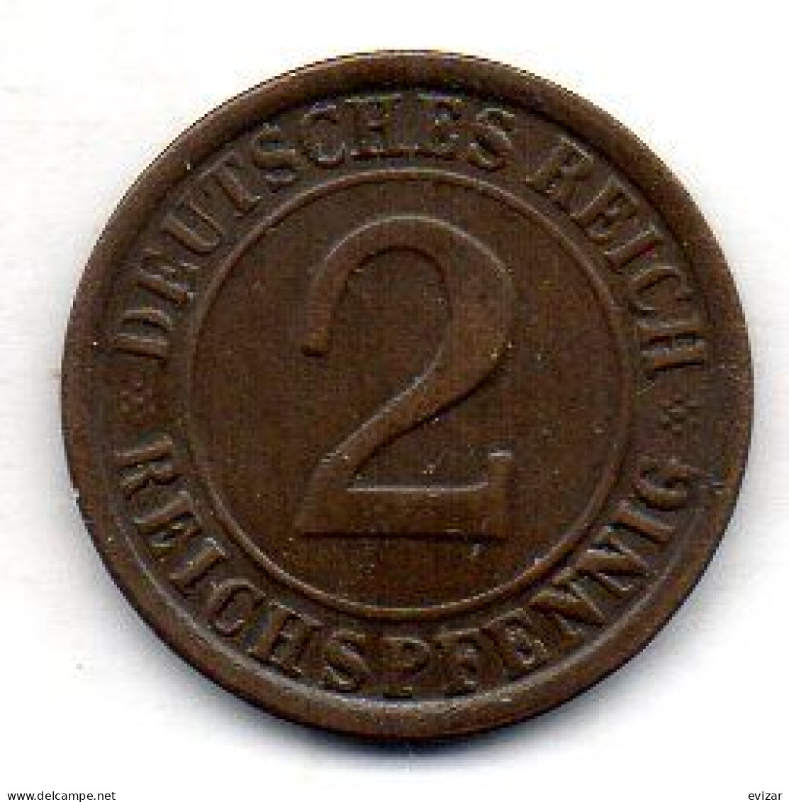 GERMANY - WEIMAR REPUBLIC, 2 Reichs Pfennig, Bronze, Year 1924-F, KM # 38 - 2 Rentenpfennig & 2 Reichspfennig