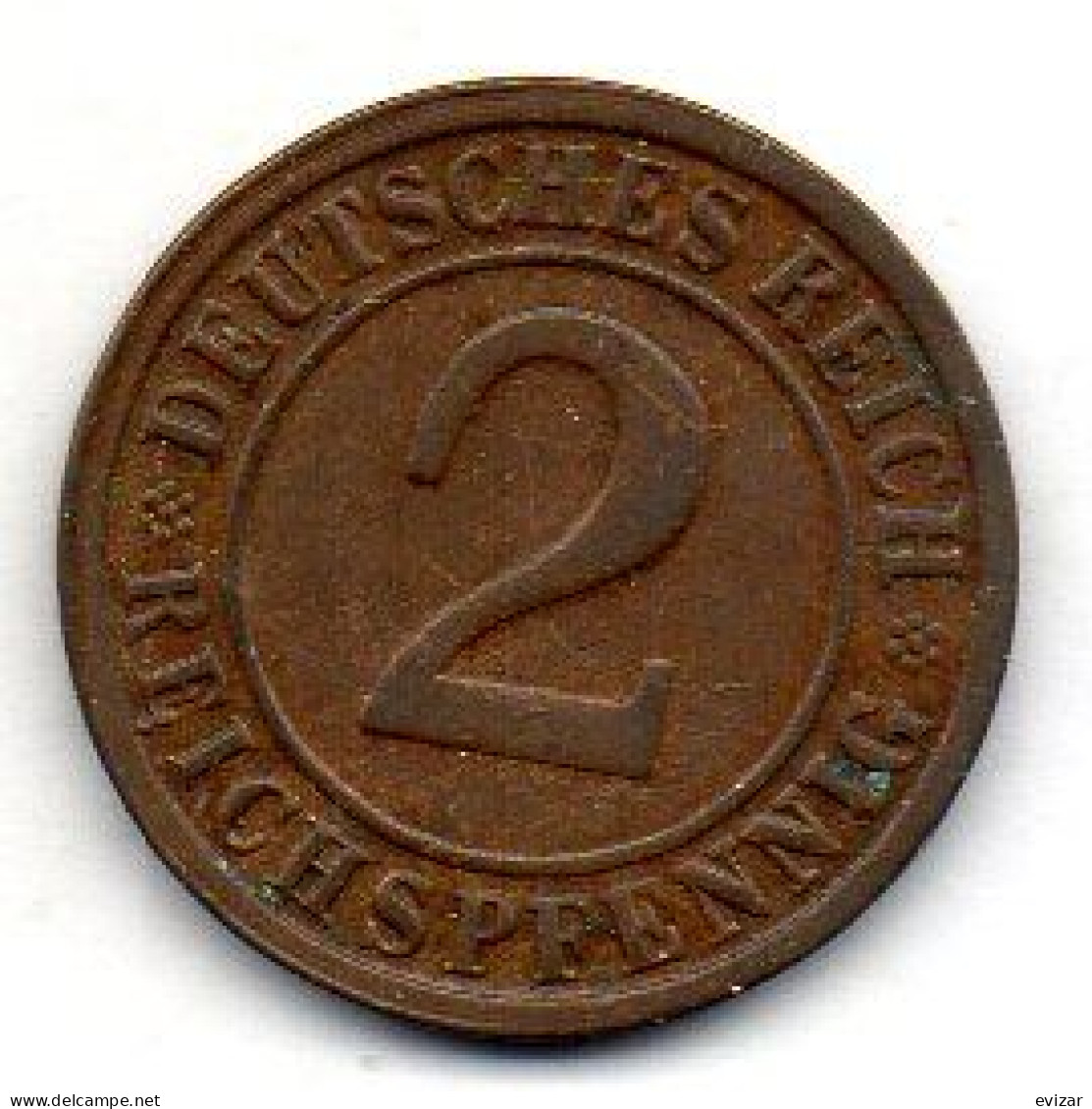 GERMANY - WEIMAR REPUBLIC, 2 Reichs Pfennig, Bronze, Year 1924-G, KM # 38 - 2 Rentenpfennig & 2 Reichspfennig