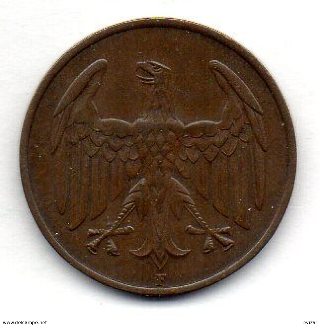 GERMANY - WEIMAR REPUBLIC, 4 Reichs Pfennig, Bronze, Year 1932-F, KM # 75 - 4 Reichspfennig