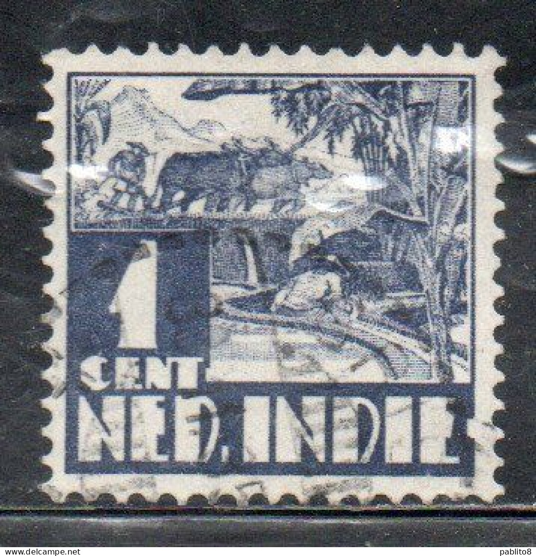 DUTCH INDIA INDIE INDE NEDERLANDS HOLLAND OLANDESE OLANDESI INDIES 1933 1937 RICE FIELD SCENE 1c USED USATO OBLITERE' - Nederlands-Indië