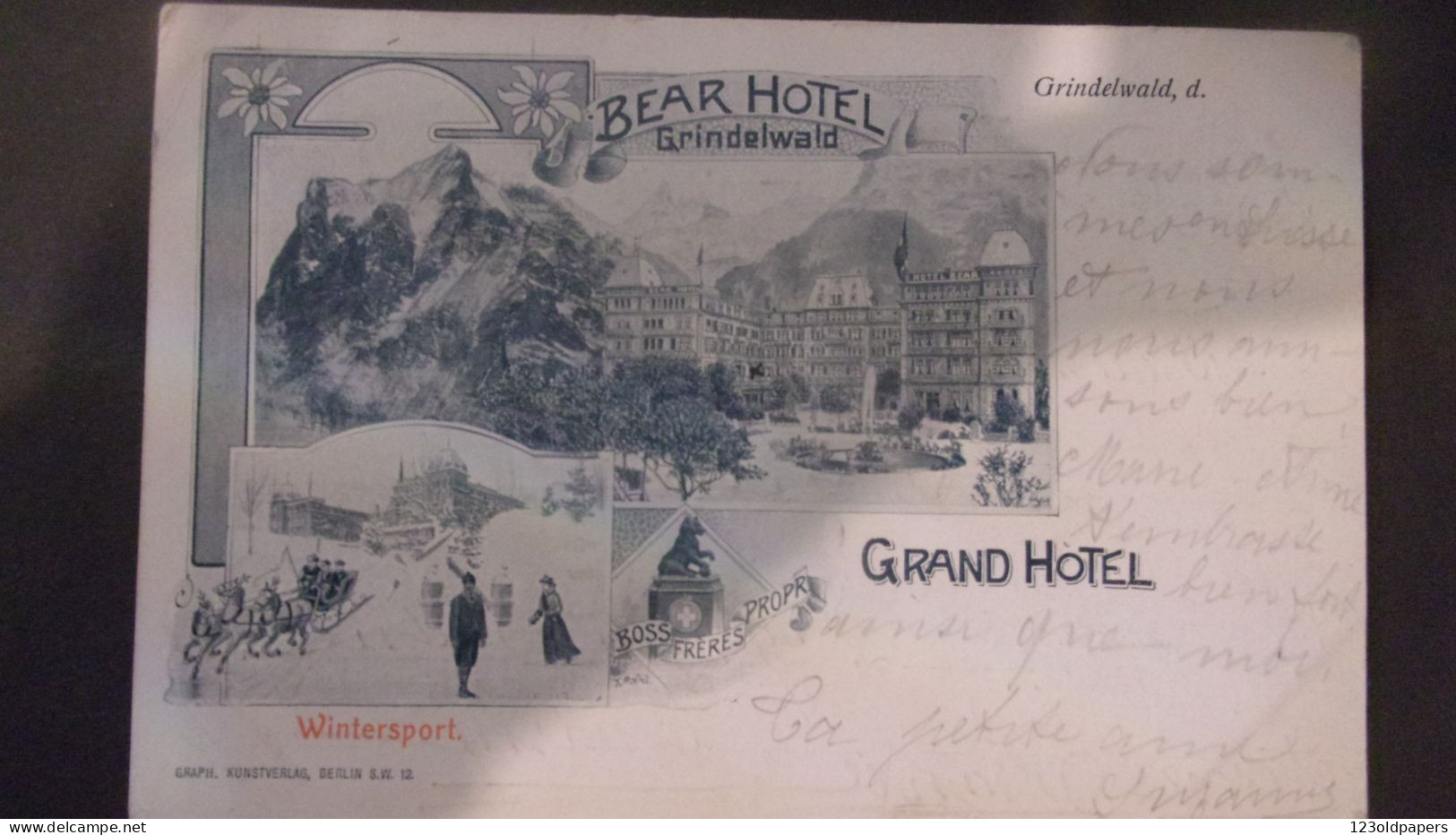 SUISSE -  1904 BE BERNE - GRUSS Aus GRINDELWALD - BEAR HOTEL BOS FRERESGRAND HOTEL - Grindelwald