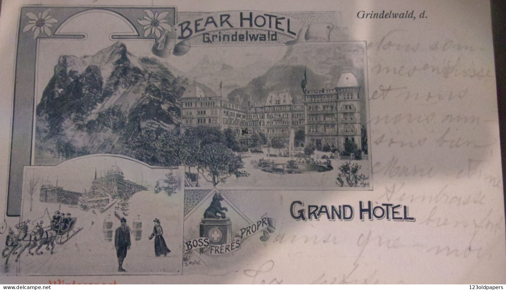 SUISSE -  1904 BE BERNE - GRUSS Aus GRINDELWALD - BEAR HOTEL BOS FRERESGRAND HOTEL - Grindelwald