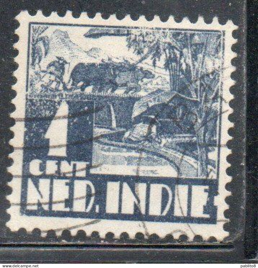 DUTCH INDIA INDIE INDE NEDERLANDS HOLLAND OLANDESE OLANDESI INDIES 1933 1937 RICE FIELD SCENE 1c USED USATO OBLITERE' - Nederlands-Indië