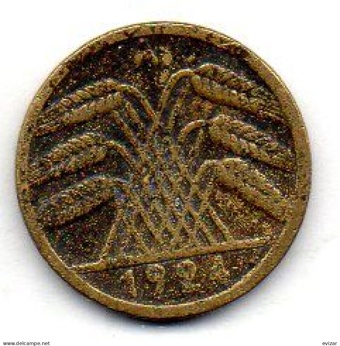 GERMANY - WEIMAR REPUBLIC, 5 Renten Pfennig, Aluminum-Bronze, Year 1924-A, KM # 32 - 5 Renten- & 5 Reichspfennig