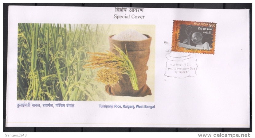 India  2017  Tulaipanji Rice, Raiganj, West Bengal  SILIGURI   Special Cover   #  08483  A & D  Inde Indien - Cartas & Documentos