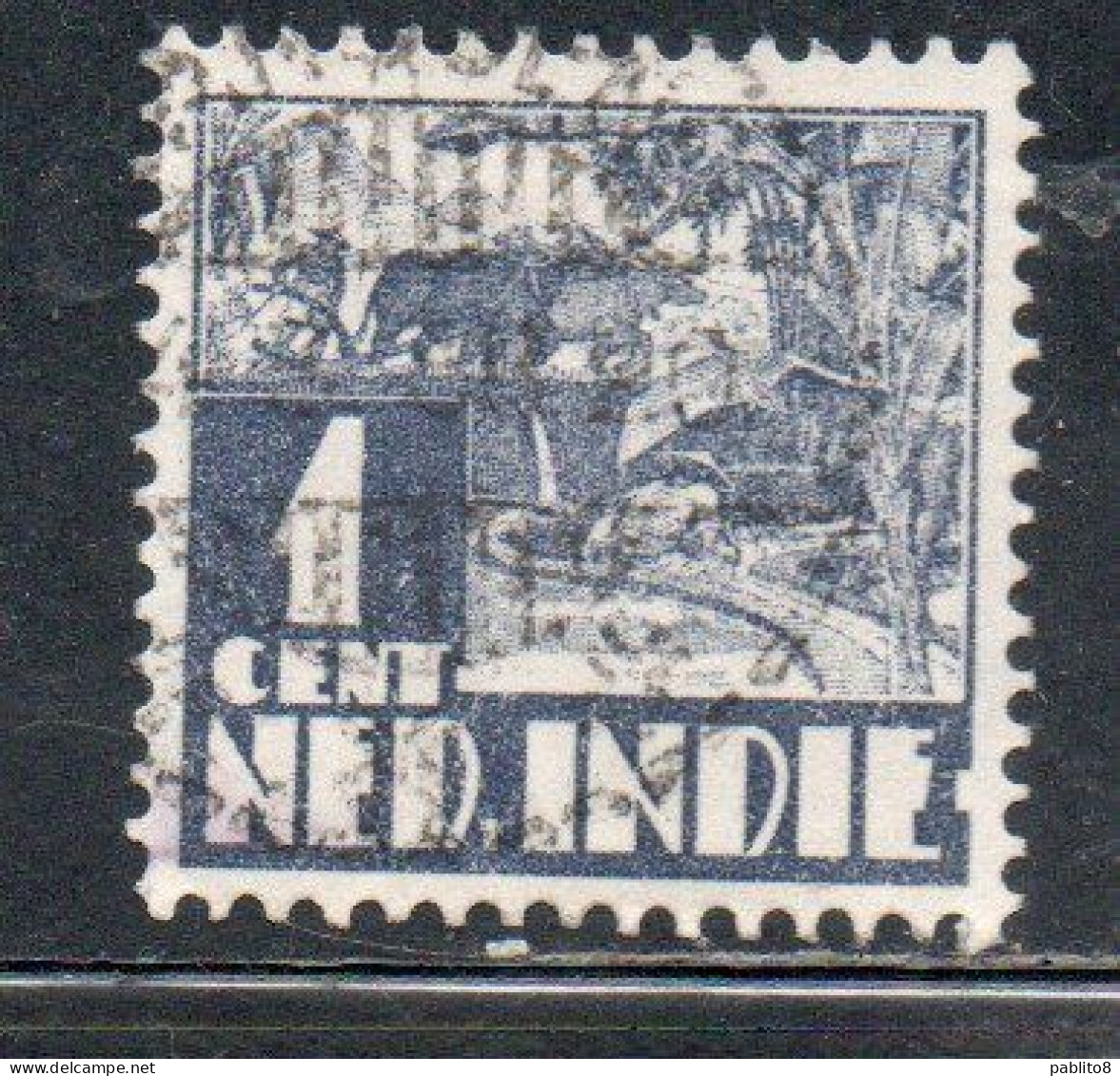 DUTCH INDIA INDIE INDE NEDERLANDS HOLLAND OLANDESE OLANDESI INDIES 1933 1937 RICE FIELD SCENE 1c USED USATO OBLITERE' - Nederlands-Indië