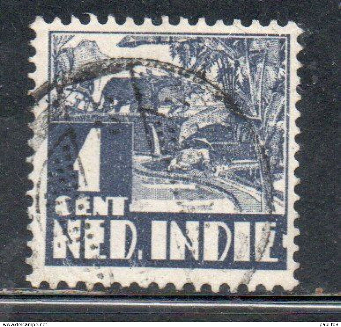 DUTCH INDIA INDIE INDE NEDERLANDS HOLLAND OLANDESE OLANDESI INDIES 1933 1937 RICE FIELD SCENE 1c USED USATO OBLITERE' - Nederlands-Indië