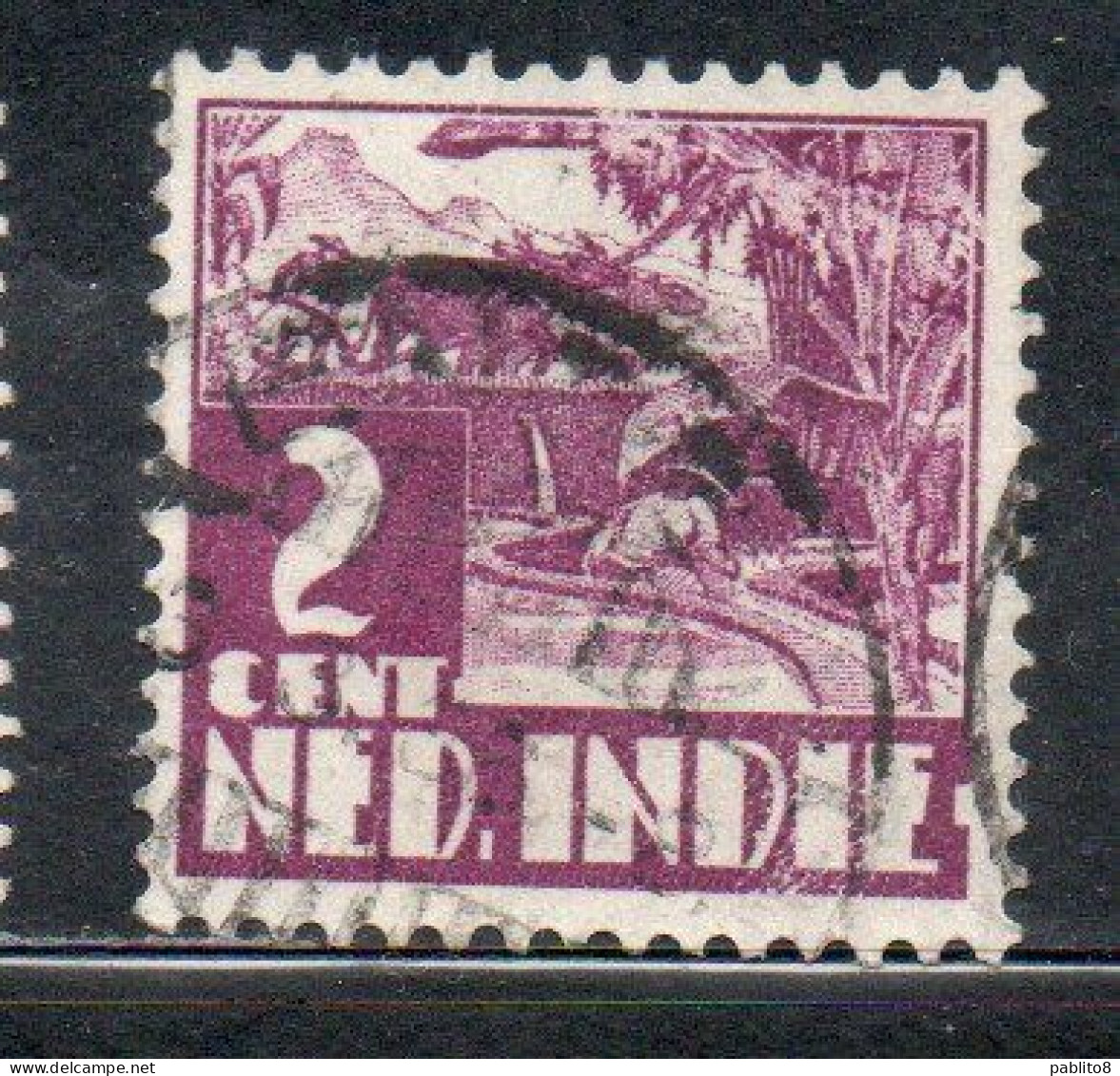 DUTCH INDIA INDIE INDE NEDERLANDS HOLLAND OLANDESE OLANDESI INDIES 1933 1937 RICE FIELD SCENE 2c USED USATO OBLITERE' - Nederlands-Indië