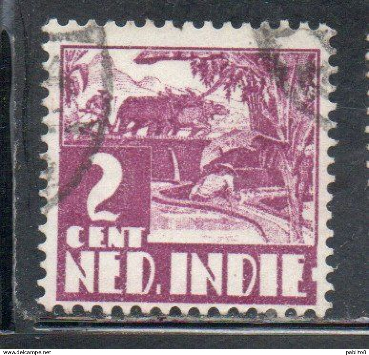 DUTCH INDIA INDIE INDE NEDERLANDS HOLLAND OLANDESE OLANDESI INDIES 1933 1937 RICE FIELD SCENE 2c USED USATO OBLITERE' - Nederlands-Indië