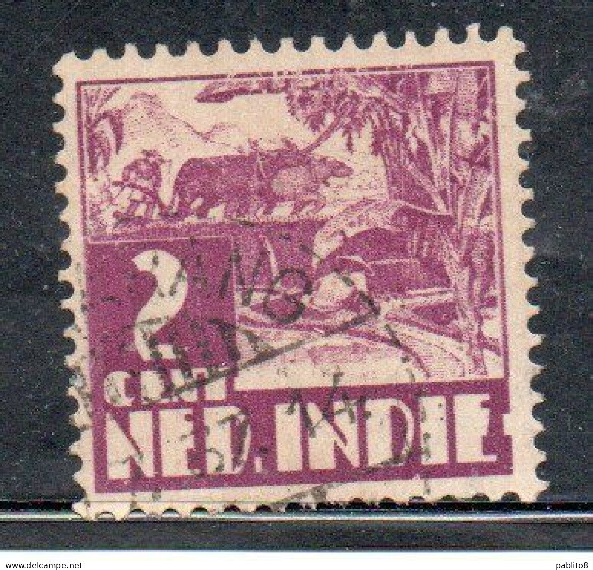 DUTCH INDIA INDIE INDE NEDERLANDS HOLLAND OLANDESE OLANDESI INDIES 1933 1937 RICE FIELD SCENE 2c USED USATO OBLITERE' - Nederlands-Indië