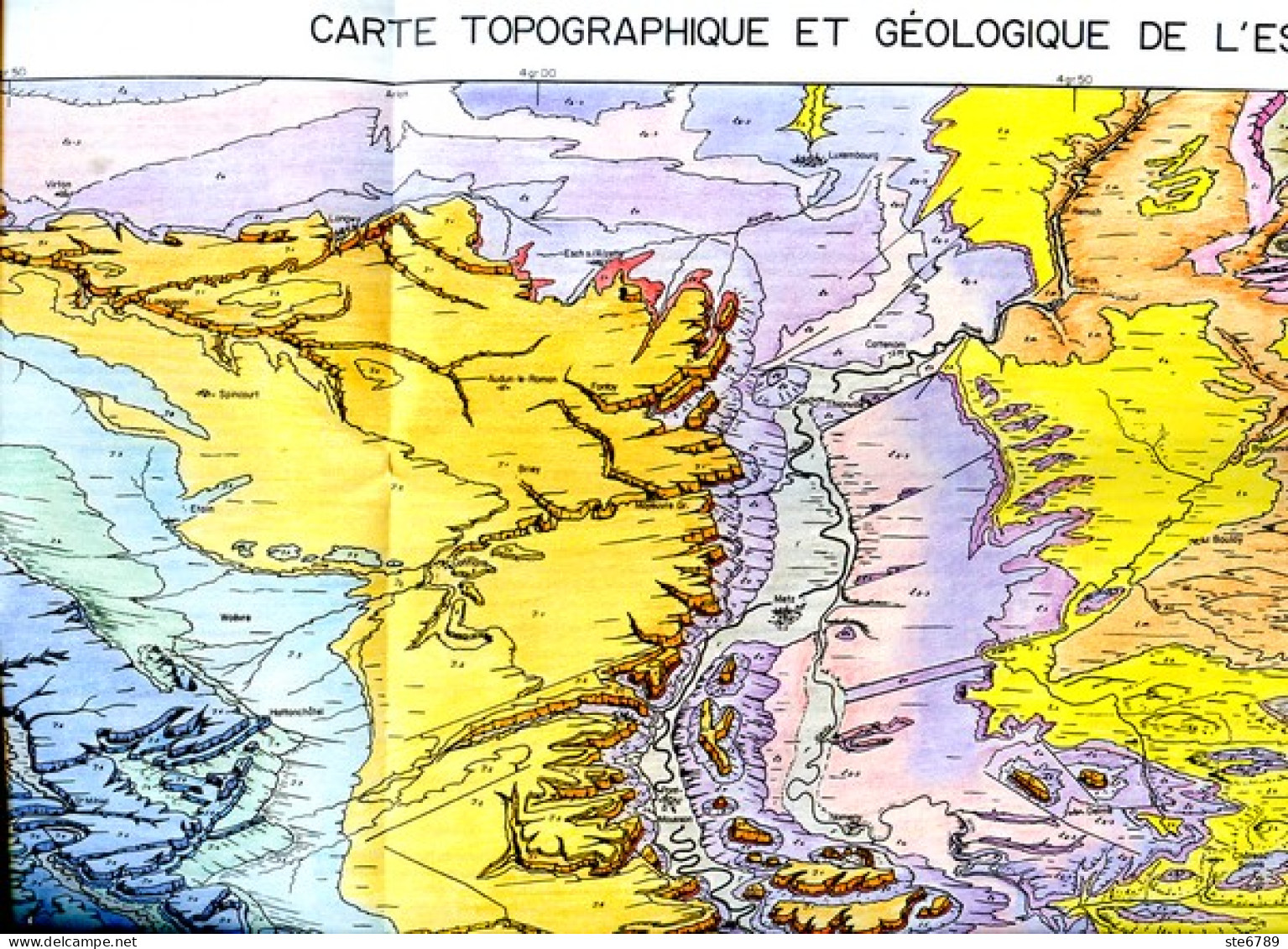 Carte Topographique Et Géologique De Est De La France Et Des Régions Limitrophes Hampé Strasbourg - Cartes Topographiques