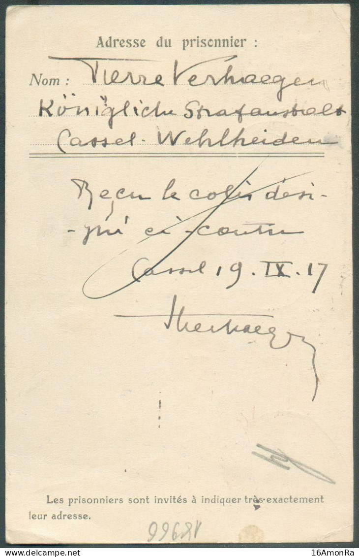 C.P.  Expédiée Par Pierre Verhaege, Militaire Belge Incarcéré à Cassel Et Qui A Bien Reçu Son COlis Vers Lausanne (19-X- - Krijgsgevangenen