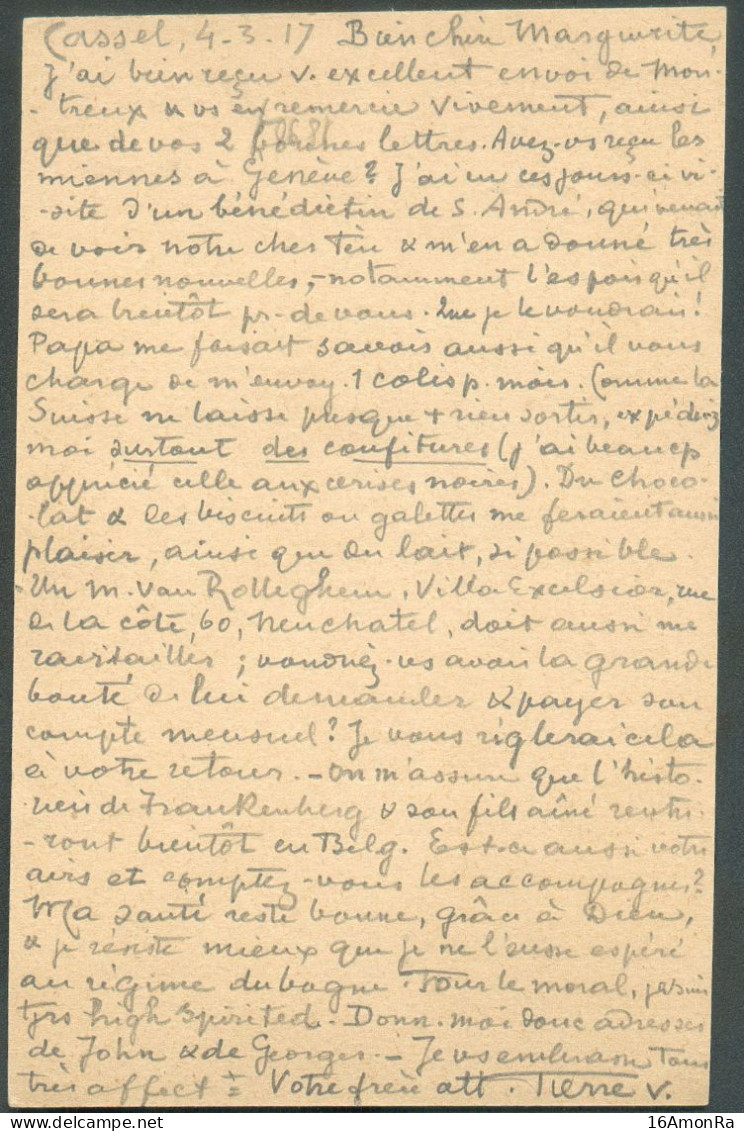 C.P.  Expédiée Par Pierre Verhaegen, Militaire Belge Incarcéré à Cassel + Càd NIEDERZWHEREN 22.3.1917 Vers  La Tour De P - Prisonniers
