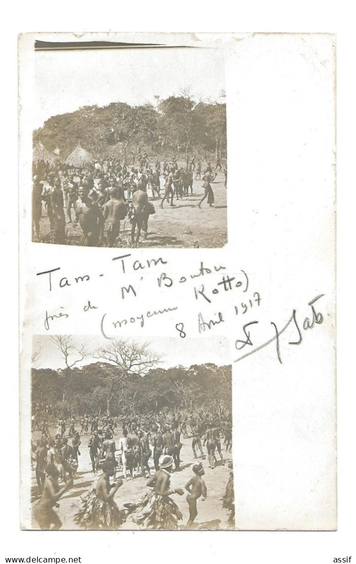 Congo  1917 Carte Photo Tam - Tam Près De M' Boutou ( Mboulou ) Moyenne Rotto - Congo Français