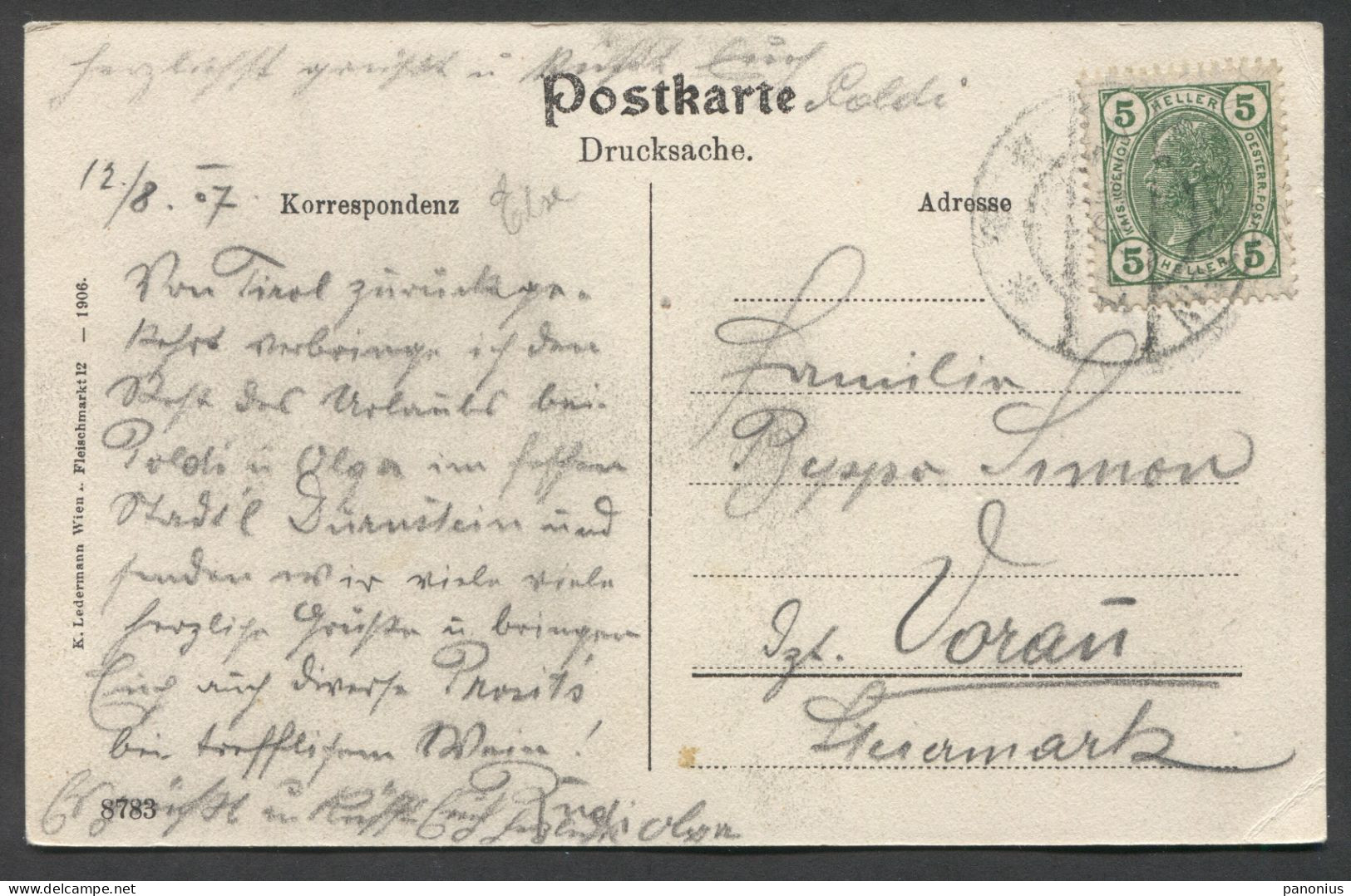 DURNSTEIN A. DONAU AUSTRIA, Year 1907 - Wachau