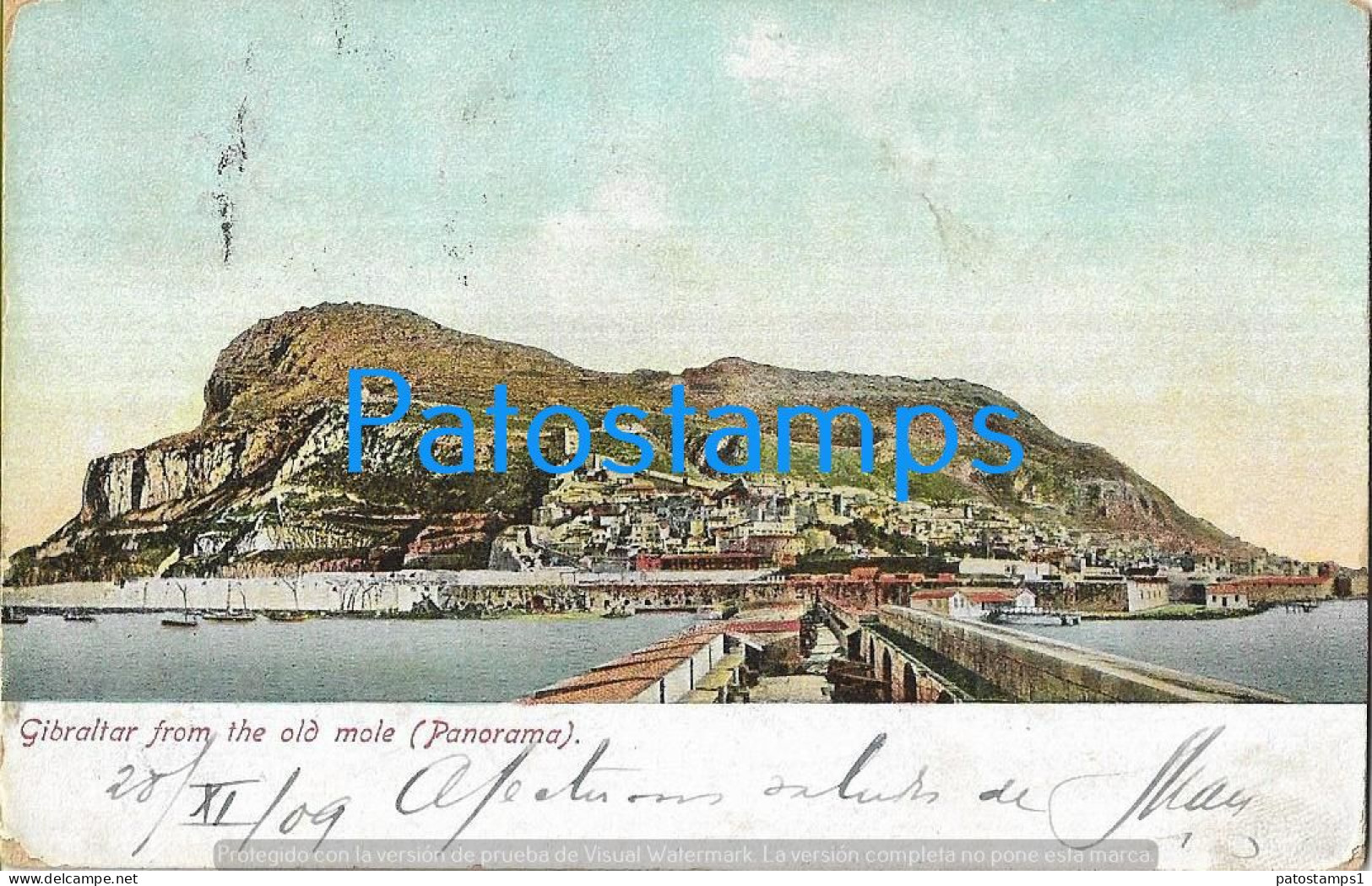 218995 GIBRALTAR FROM THE OLD MOLES PANORAMA POSTAL POSTCARD - Gibraltar