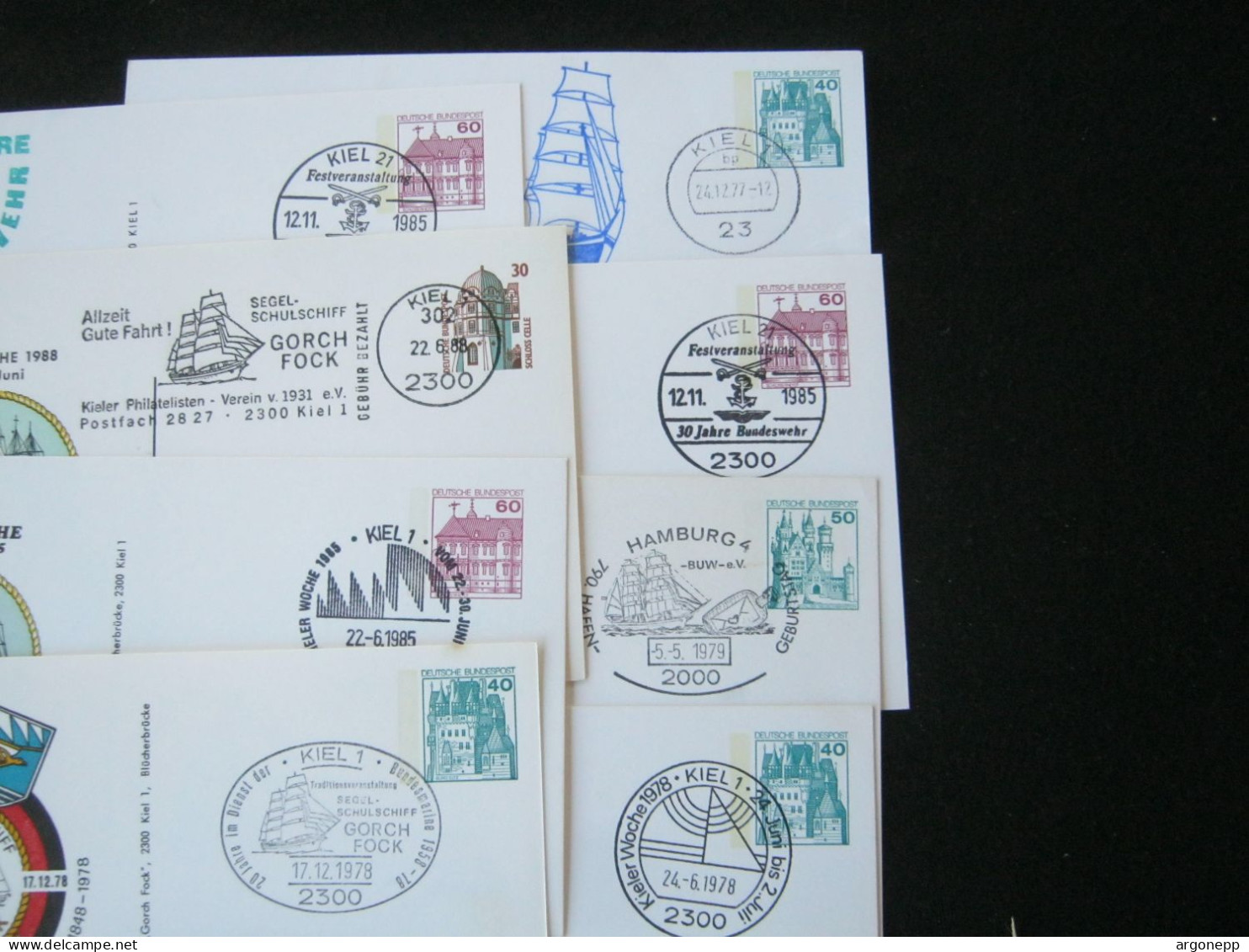 1978, 8 Privatganzsachen Kiel , Marine - Cartes Postales Privées - Oblitérées