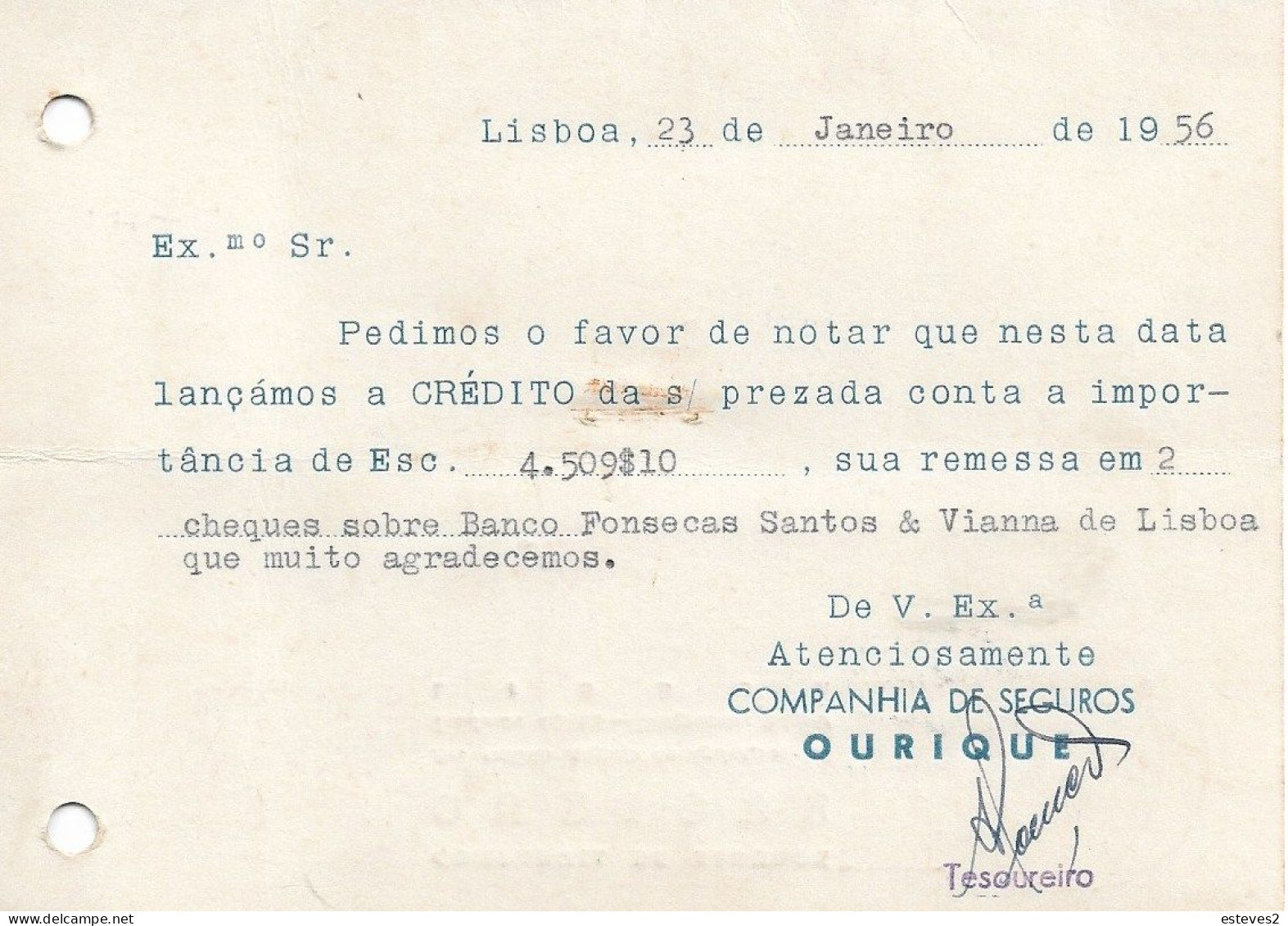Portugal 1956 , SEGUROS PORTUGAL OURIQUE , Insurance Commercial Mail , Restauradores Mechanical Postmark - Marcophilie