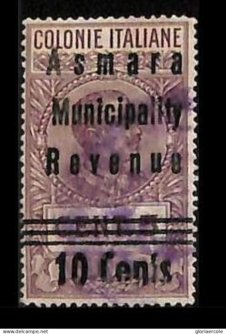 ZA0182f - British ASMARA - STAMPS - FISCAL STAMP Revenue # Barefoot 4  USED - Erythrée