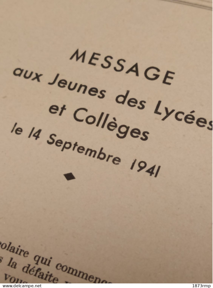 MESSAGE A LA JEUNESSE, GEORGES LAMIRAND 1941
