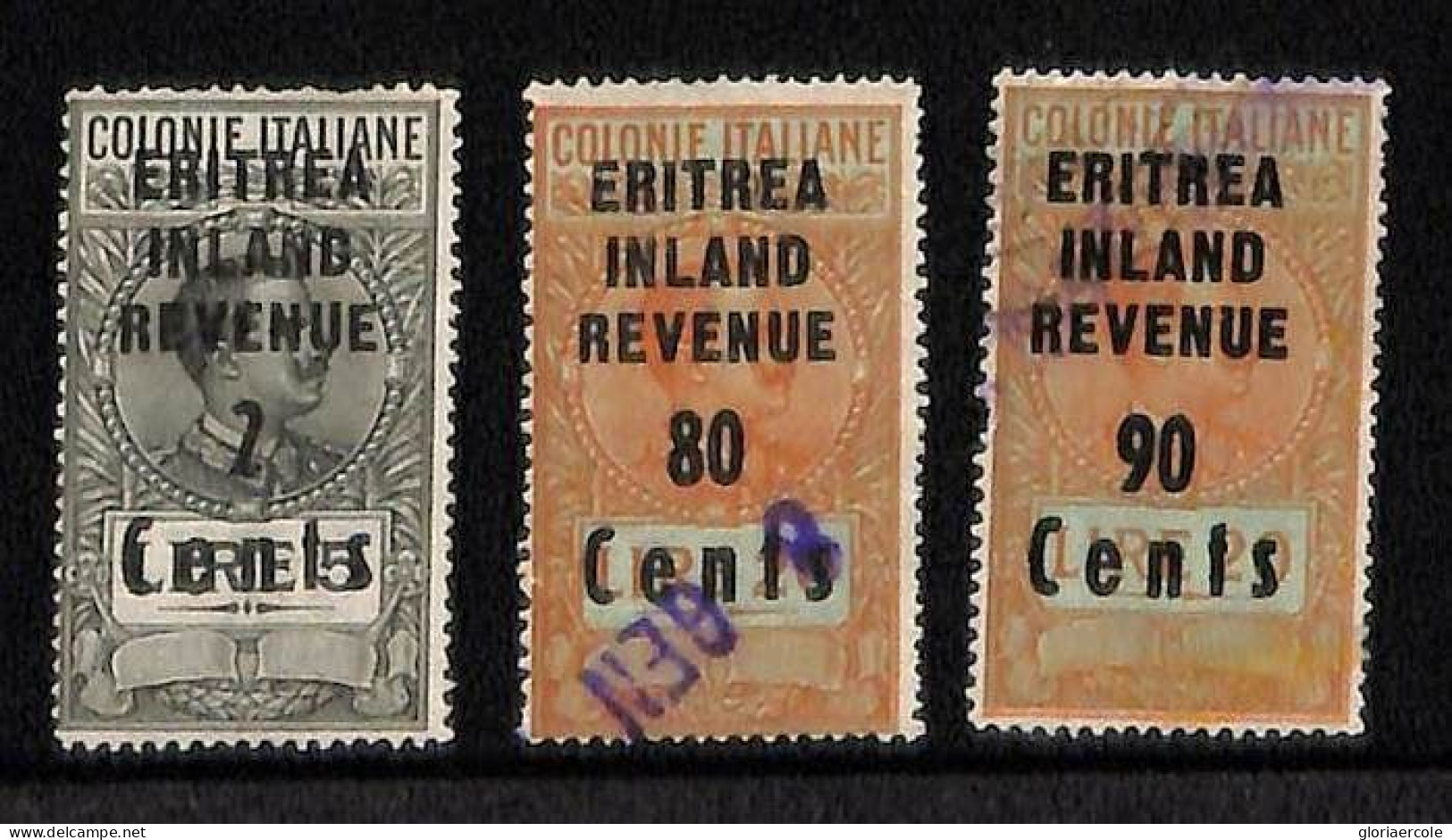 ZA0182k - British ERITREA  - STAMPS - FISCAL STAMPS Revenue # Barefoot 6/8  USED - Erythrée