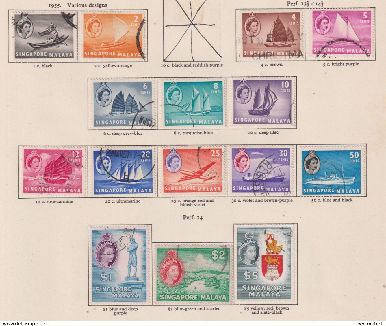 SINGAPORE -  1955 Definitives Set  Used As Scan ($2 Corner Crease) - Singapore (...-1959)