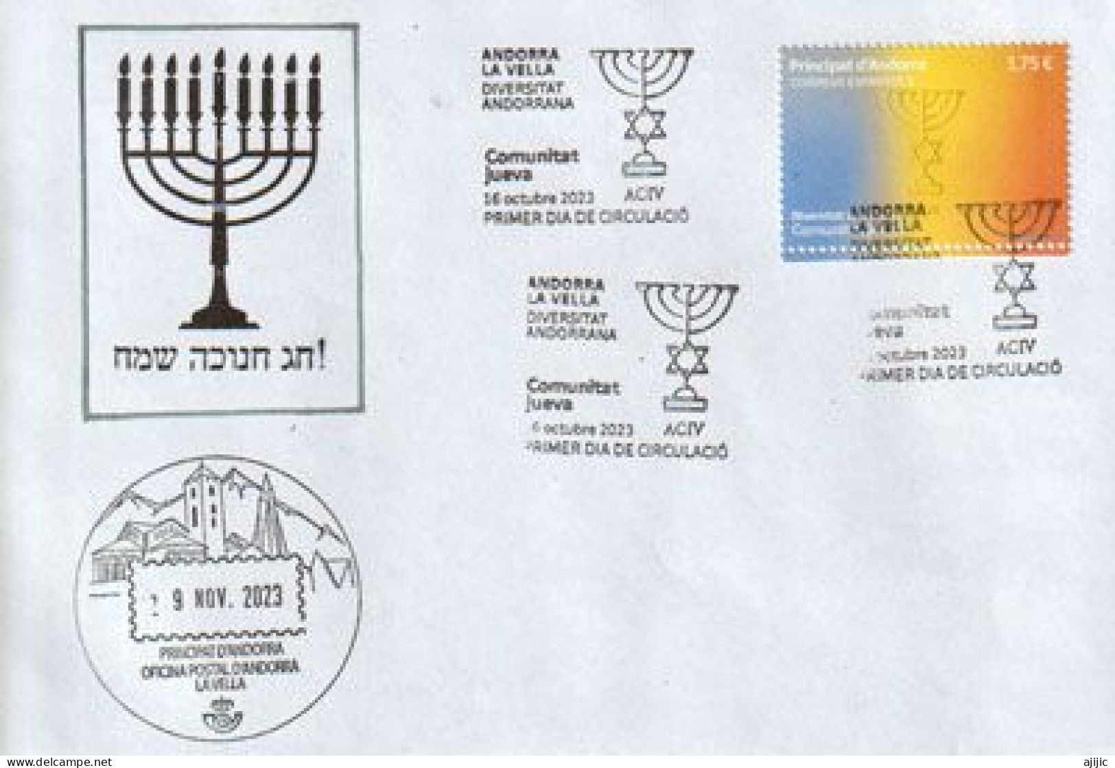 2023. ISRAEL-ANDORRA. Diversité Andorrane. La Communauté Juive. Lettre FDC / Premier Jour - Covers & Documents